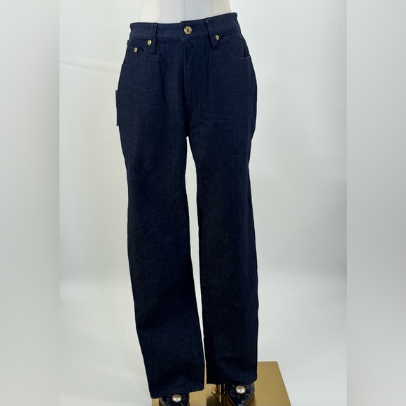 Brandon Maxwell High Rise Classic Straight leg Skinny Dark Blue Denim Size 28 - Picture 11 of 16
